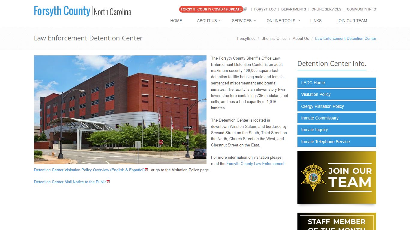 Law Enforcement Detention Center - Forsyth County, North Carolina